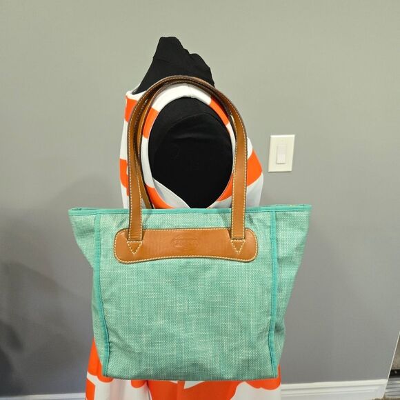 🐢 Fossil Keyper Blue Tote Bag with Tan Accents - Picture 11 of 11